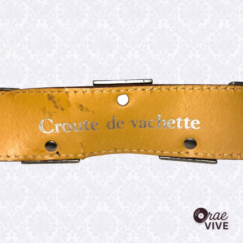 Vintage Industries du Cuir Paris Leather Diamond Buckle Belt 75/30